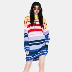 Dolls Kill Daisy Street Knitted Rainbow Midi Dress, never worn
